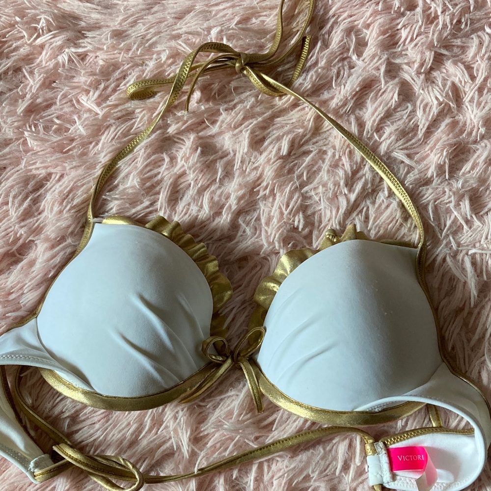 Victoria’s Secret white and gold push up bikini top